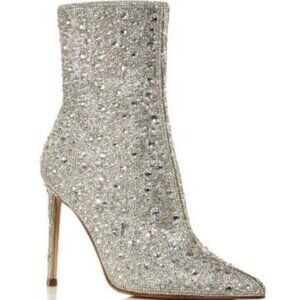 Aqua Gal Rhinestone Embellished High Heel Booties 6 NWT